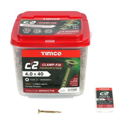 Timco C2 Clamp Screws 4.0 x 40mm TUB 1200