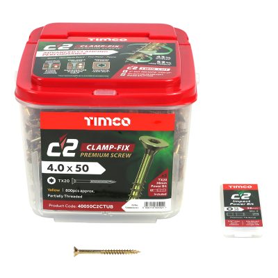 Timco C2 Clamp Screws 4.0 x 50mm TUB 800