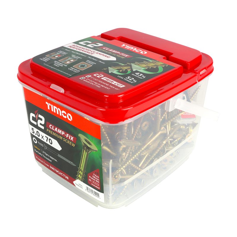 Timco C2 Clamp Screws 5.0 x 70mm TUB 375