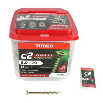 Timco C2 Clamp Screws 5.0 x 70mm TUB 375