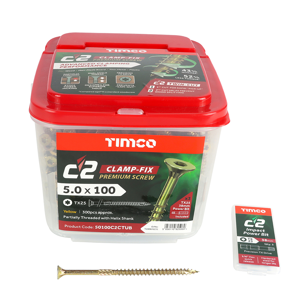 Timco C2 Clamp Screws 5.0 x 100mm TUB 300