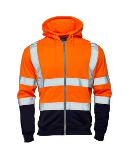 Two Tone Hi Vis Hooded Zipped Sweatshirt