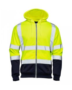 Two Tone Hi Vis Hooded Zipped Sweatshirt