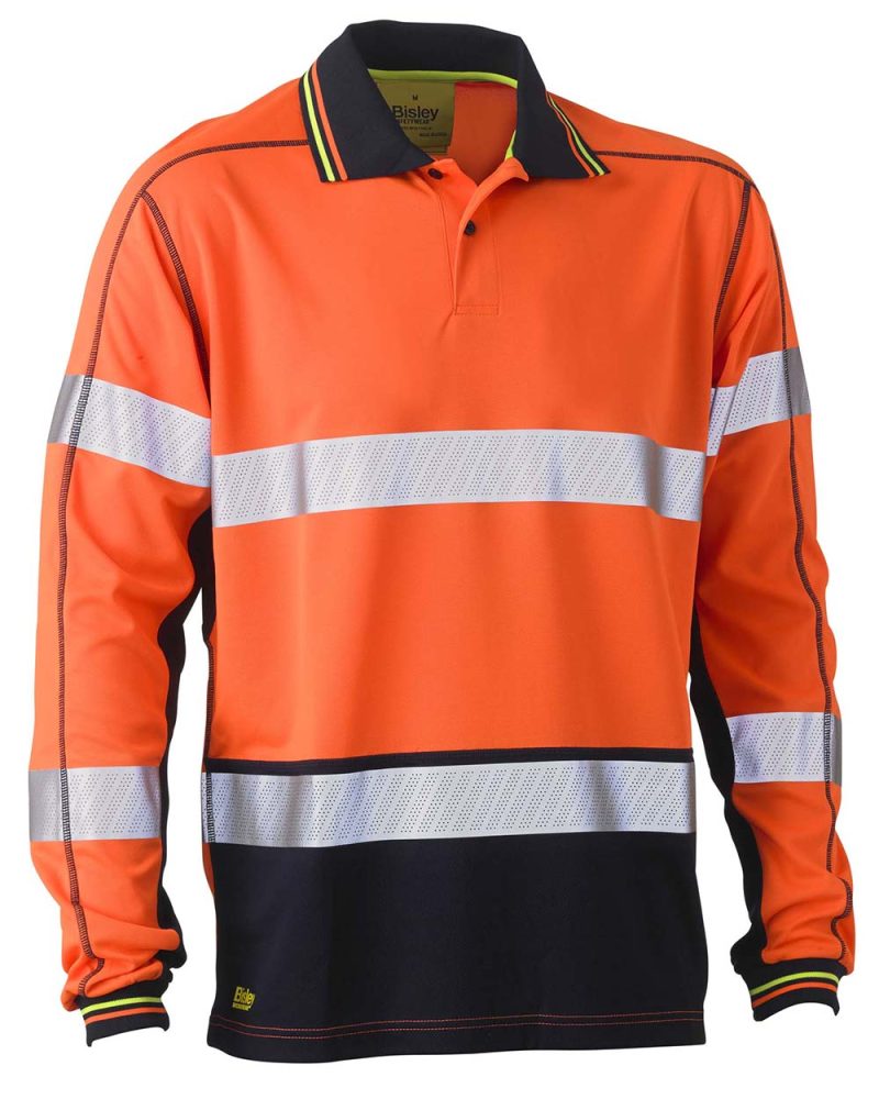 Bisley Taped Hi Vis Long Sleeve Polo Shirt