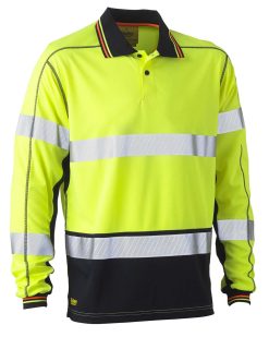 Bisley Taped Hi Vis Long Sleeve Polo Shirt - Image 2